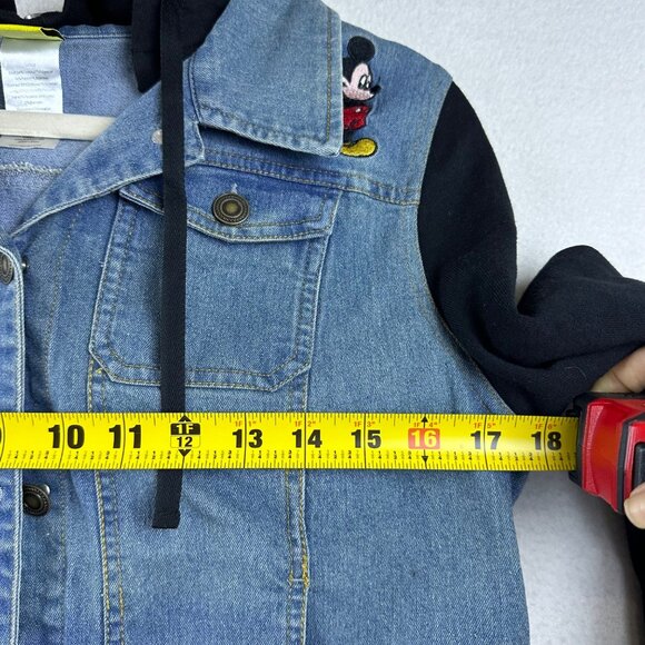 Disney Denim Jacket Kids Size 10/12 Jeans Hooded Mickey Mouse Character - Picture 5 of 11